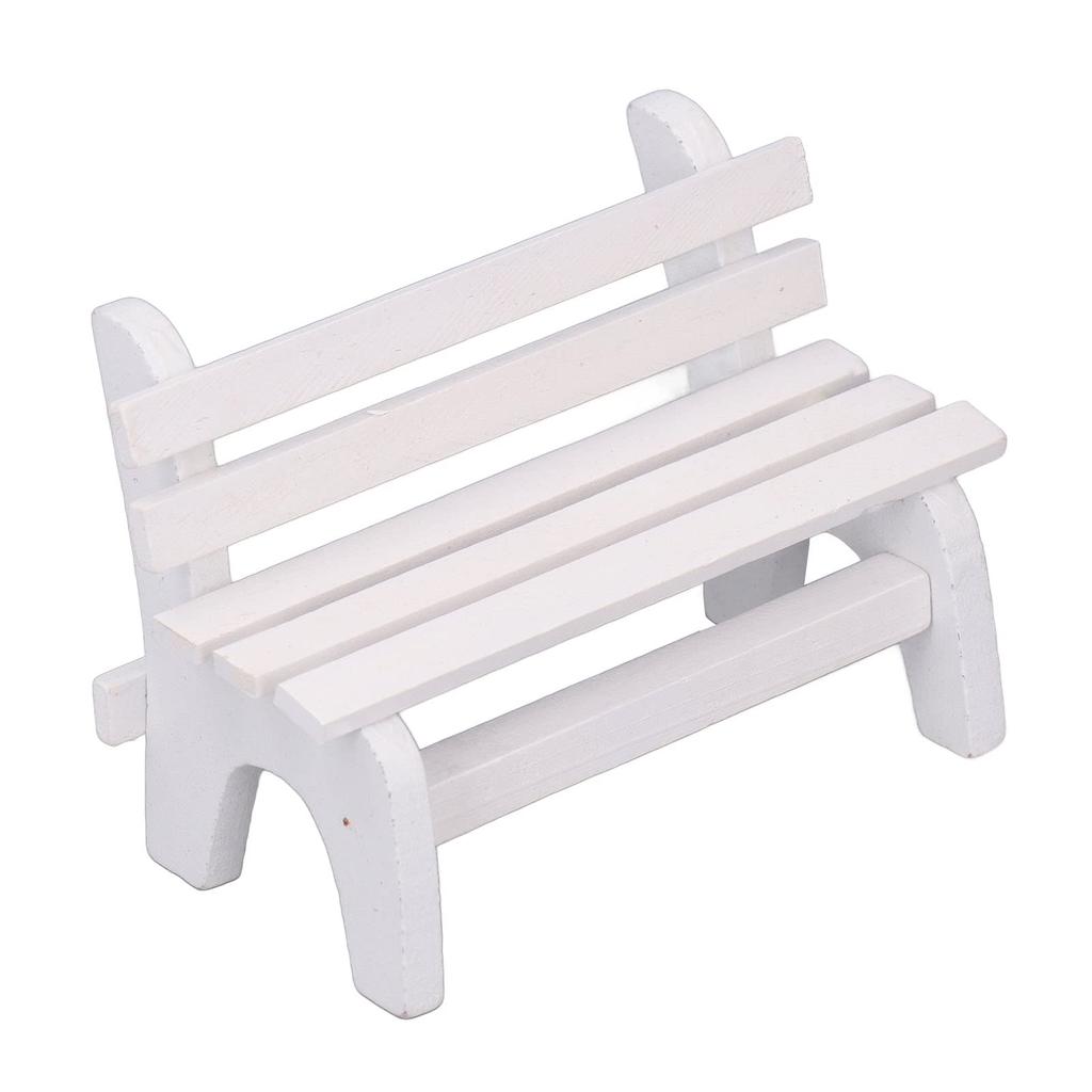 Scale Wooden Dollhouse Bench Miniature Garden Bench with Rounded Beautiful Decorative 112 Model, Corners, White,