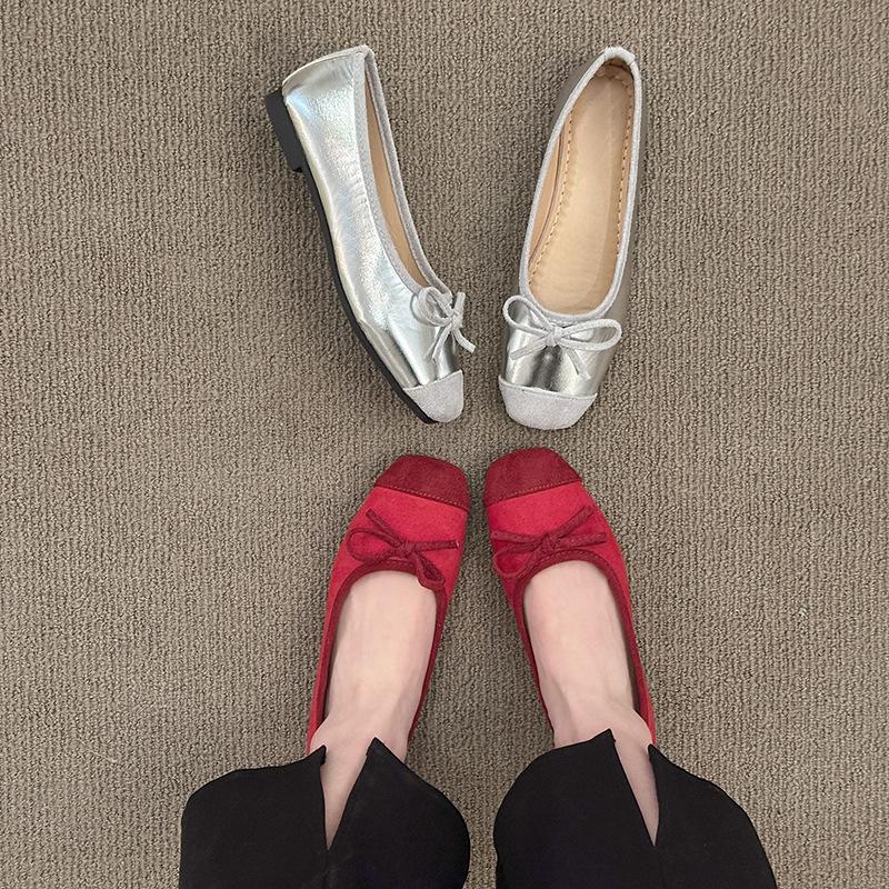 New Square-toed Flat Single-shoe Women's Casual Soft-soled Large-sized Shallow Ballet Shoes