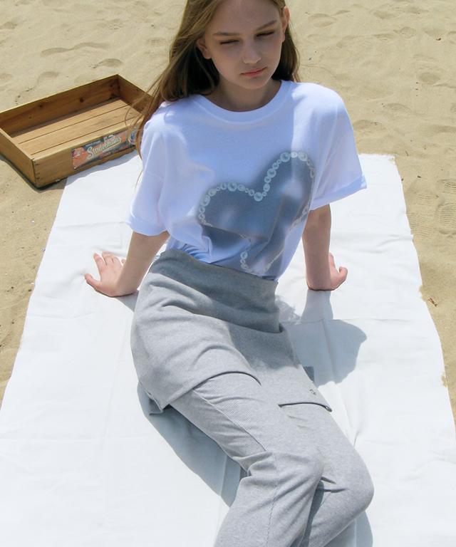 Ronron Logo Layered Golgi Lap Skirt Gray