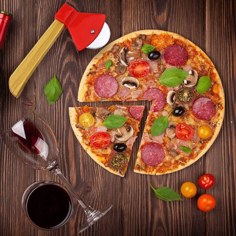 Stainless steel bamboo handle hatchet Pizza knife, single wheel pizza knife, plastic cookie knife, baking tools, handheld home
