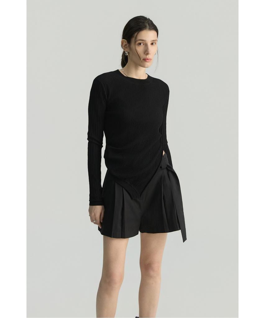 IROWOMEN Anemone Linen Belted Shorts Iopom26106Bkx