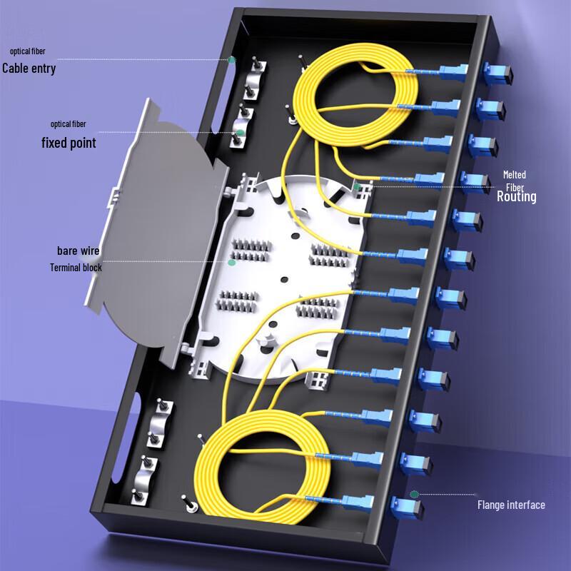 Hainai 1U 19-inch Rack-Mount 12-Port SC Fiber Optic Patch Panel