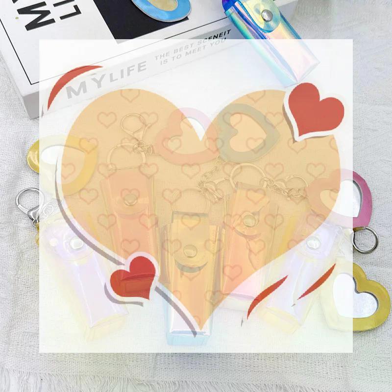 1Pcs Portable Lipstick Bag Pouch Lip Balm Bag Keychain Holder Creative Lipsticks Protective Cover With Mirror