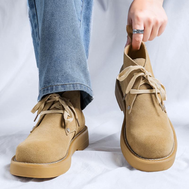 Fashion Autumn and winter men's shoes High quality genuine leather with minimalist styleThick soled youth Business Office Party shoes