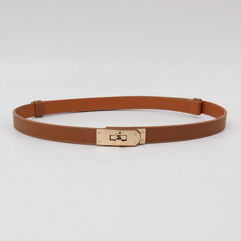 Women's Korean Style Grey Belt - Hole-Free Buckle, Fashionable, Versatile, Adjustable Thin Waistband, Decorative Skirt Accessory.