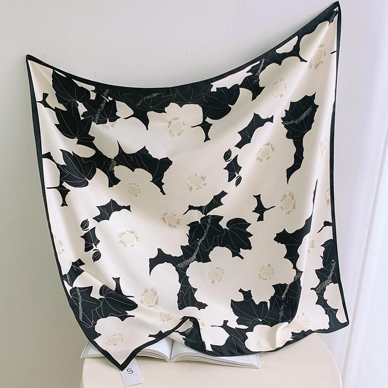 

Fashion Women Neck Scarf Floral Printed Shawls Wraps Bandana Head Hijab Scarves Twill Silk Kerchief Satin Bag Scarfs Female 90CM 90x90cm