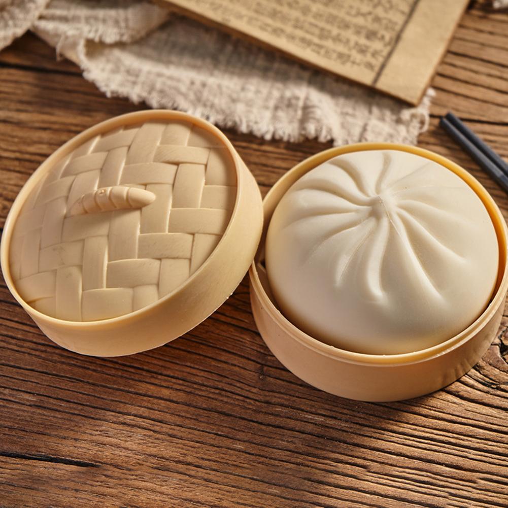 Squishes Bao Bun Squeeze Toy Simulation Food Squishies Bun Steamer Squishy Stress Ball Sensory Squeeze Toy For Anxiety Relief