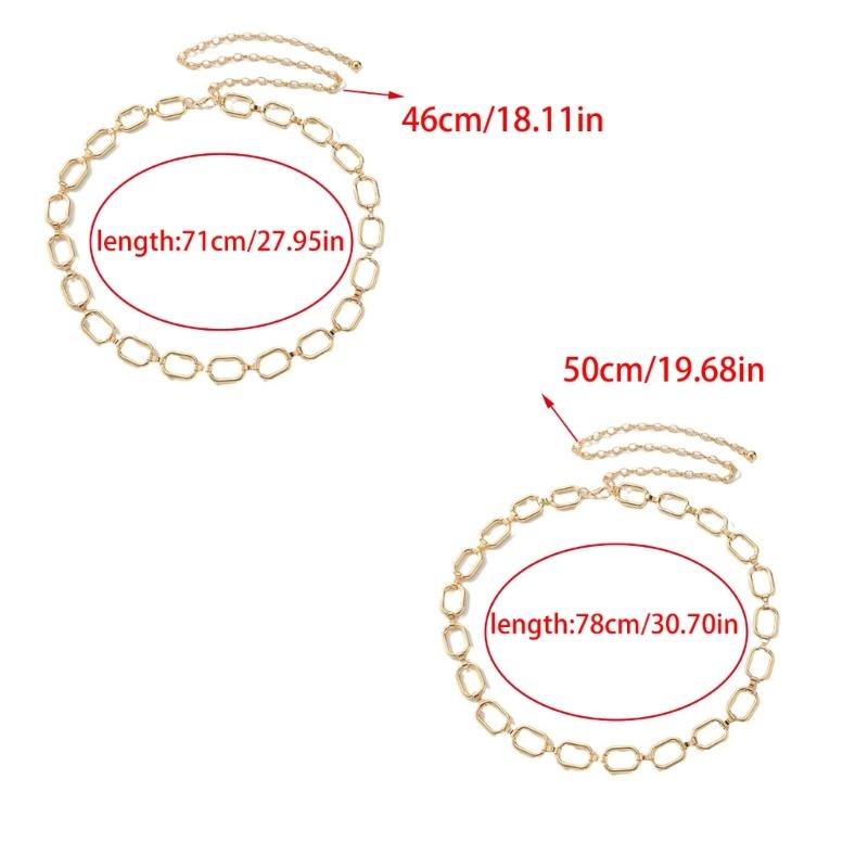 Geometry Oval Waist Chain for Women Girl Body Chain Jewelry Belly Chain Adjustable Dress Chain Belt Waist Accessories