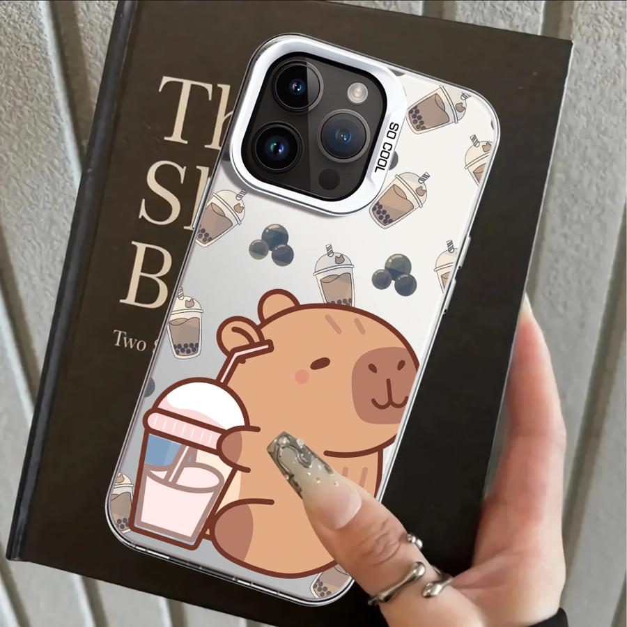 Case for iPhone 17 Pro Max 14 15 Plus XS 13 Pro 16 11 12 XR Air Back Phone Cover Cartoon Cute Capybara