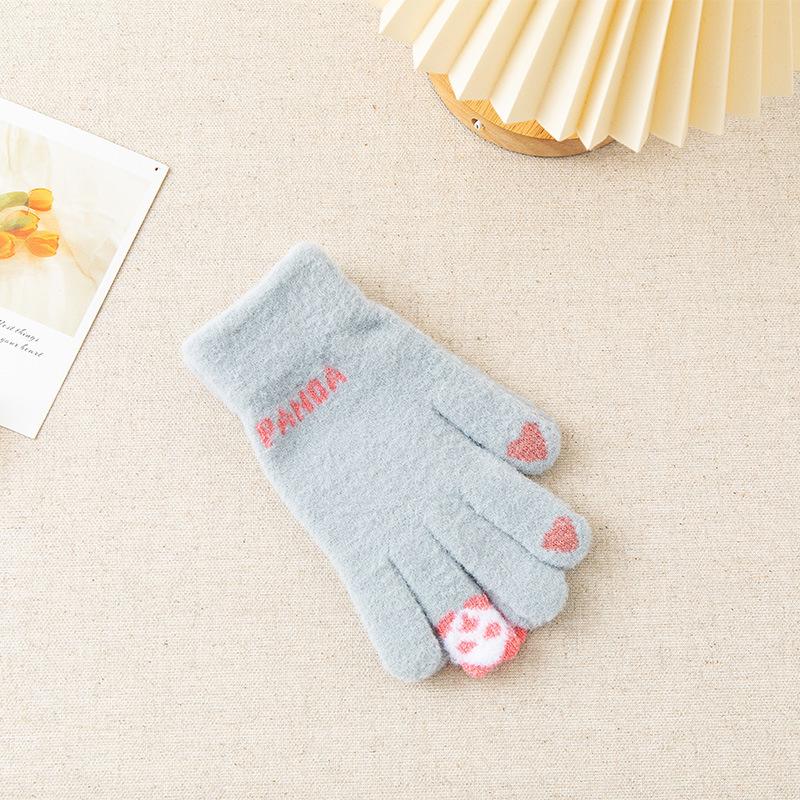 Women's Winter Gloves - Cute Fleece-Lined Warm Touchscreen Cycling Gloves with Five Fingers