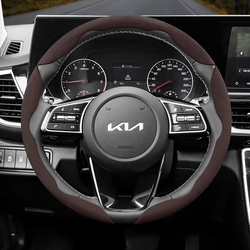 Suitable for Kia Anti-Slip Buckle Segmented Suede Steering Wheel Cover Suitable for Ceed Jd Picanto Sportage 3 Rio 4 Ev3 Cerato 2 Stonic Xceed Morning