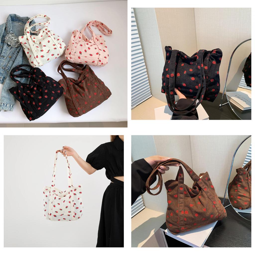 2024 Corduroy Large Capacity Shoulder Bag For Women Cute Canvas Tote Bag For School**