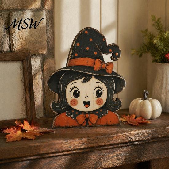 Reusable Wood Holiday Ornaments Halloween Tiered Tray Decorations, Wooden Tabletop Ornaments, Vintage Centerpiece Cute Ghost And Pumpkin Figures