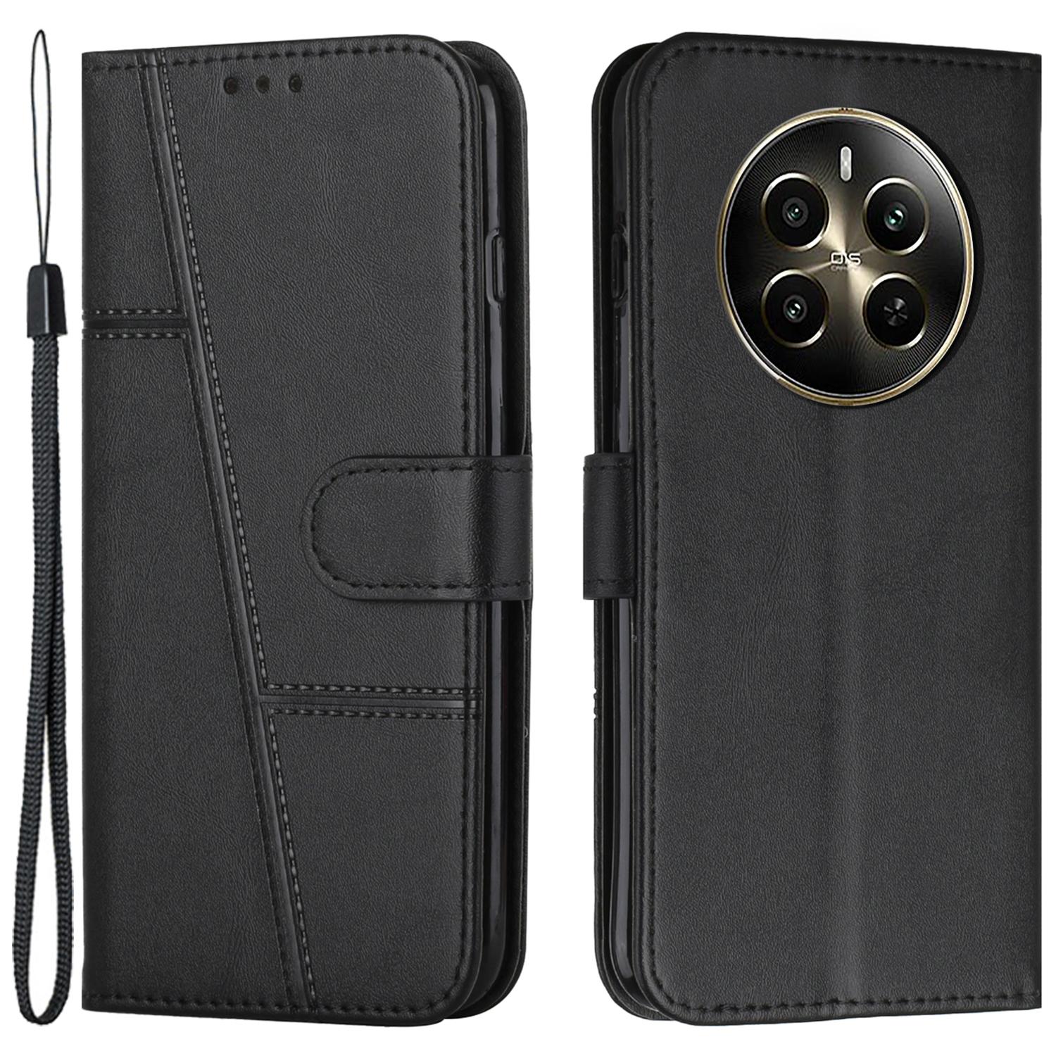 

Чехол для Realme 12 Pro 5G/12 Pro+ 5G из ПУ кожи, откидной, с подставкой, защитная крышка для телефона Black