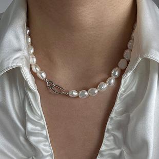 Simple new natural freshwater pearl necklace, INS versatile commuter choker, high-end Xiaomi bead necklace for women