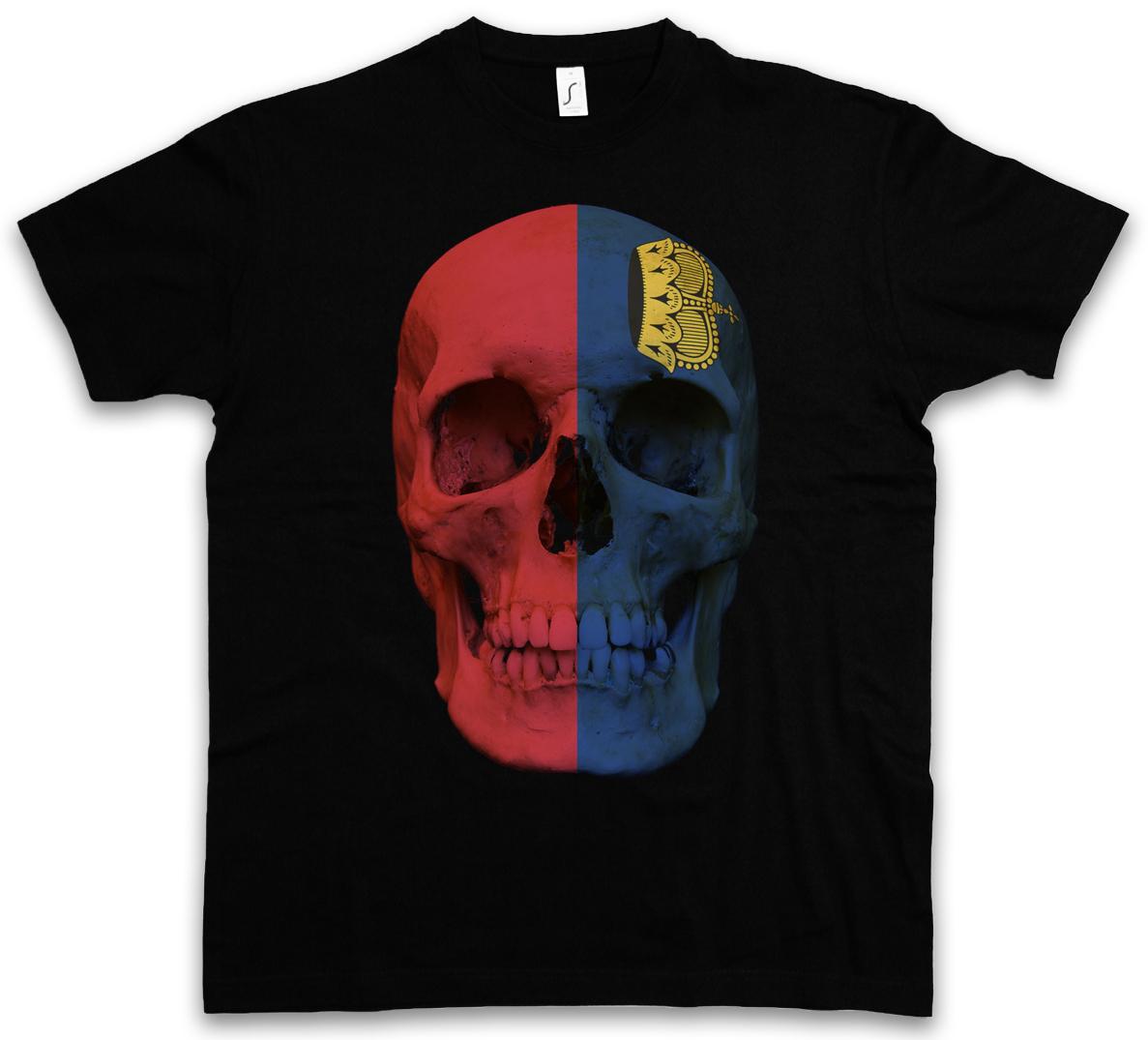 CLASSIC LIECHTENSTEIN SKULL FLAG T-SHIRT skull banner flag biker- XXL