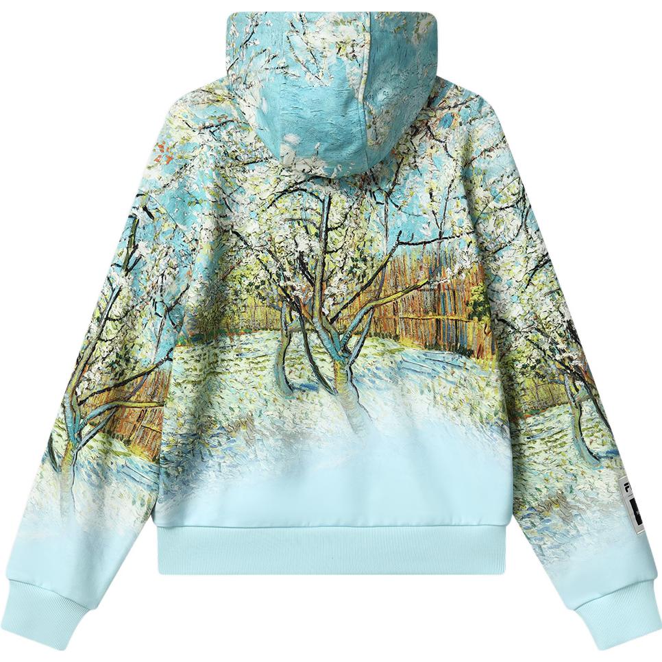 FILA Van Gogh Collaboration Series Van Gogh Museum 2.0 Plant Pattern Printed Hoodie Women hoodie Sky-Blue F11W318209F-ZA