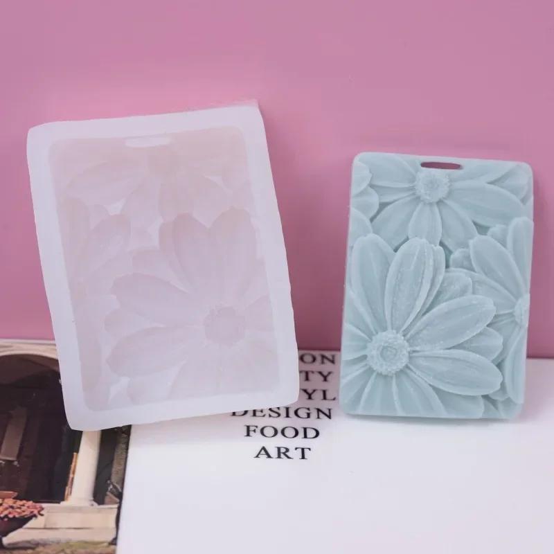 Daisy Flower Silicone Mold DIY Rectangle Scented Gypsum Pendant Ginkgo Leaf Handmade Aromatherapy Wax Tablets Soap Clay Molds