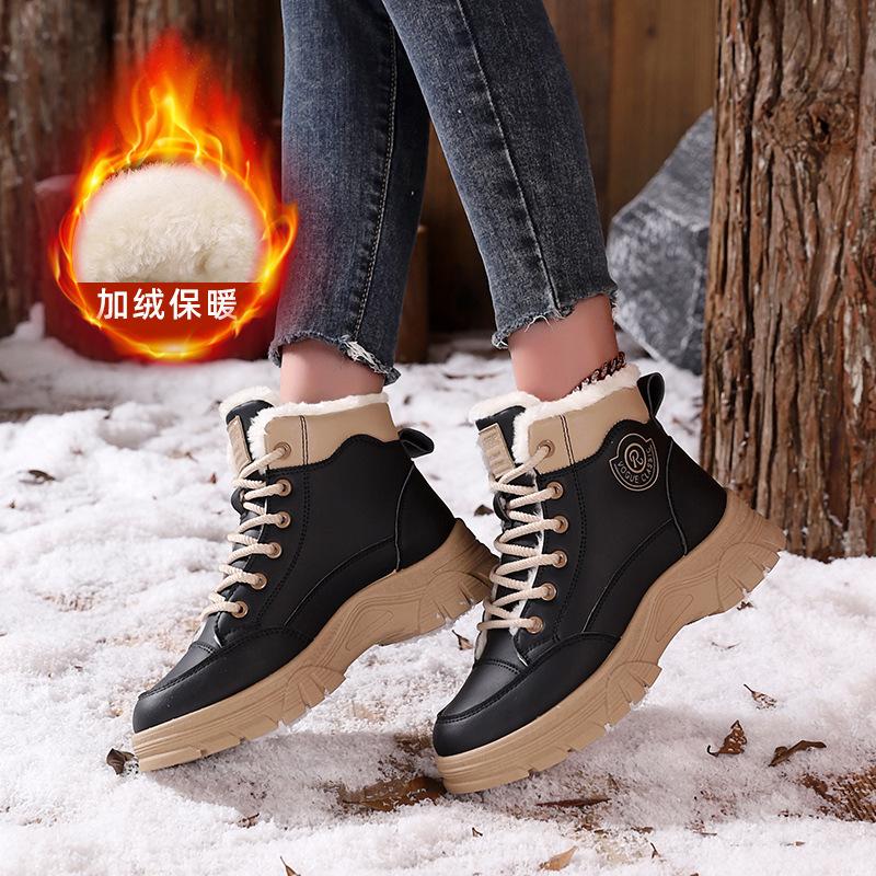 Martin boots women's 2025 new autumn and winter velvet warm Internet celebrity explosion thick-soled high-top large cotton shoes KT-2818
