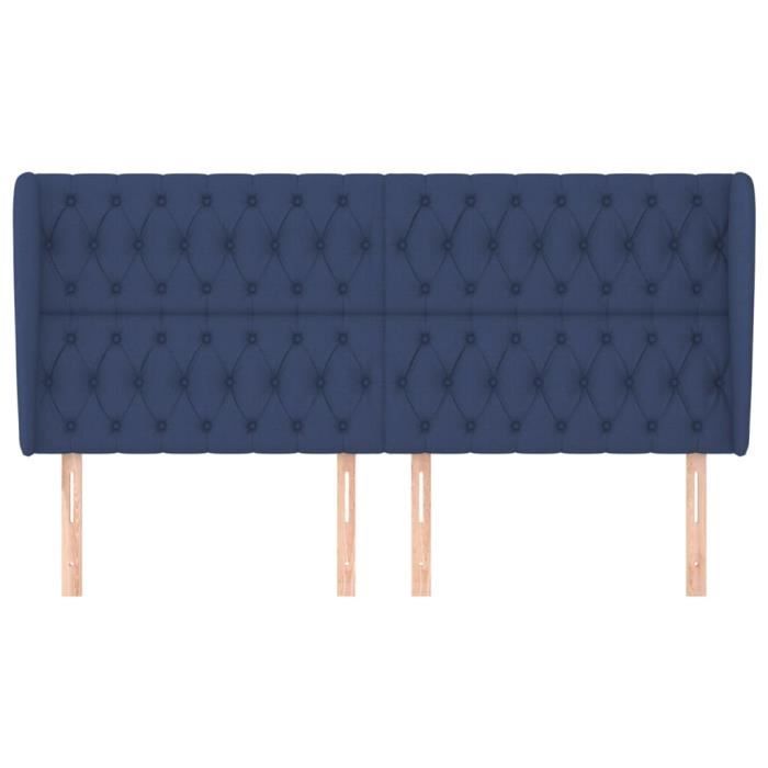 VidaXL Tête de lit avec oreilles Bleu 183x23x118-128 cm Tissu3118312