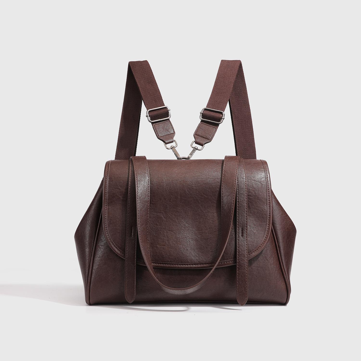 

New stylish commuter handbag for women, niche large-capacity vintage messenger bag, high-end tote backpack 33*14*24CM света кофе