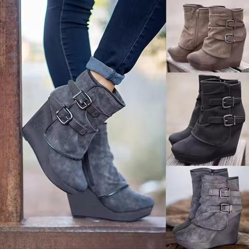 Höst Vinter Grova Ankelboots Dam Varma Stövlar Handgjorda Mode Retro Boots Mamma Boots Damstövlar