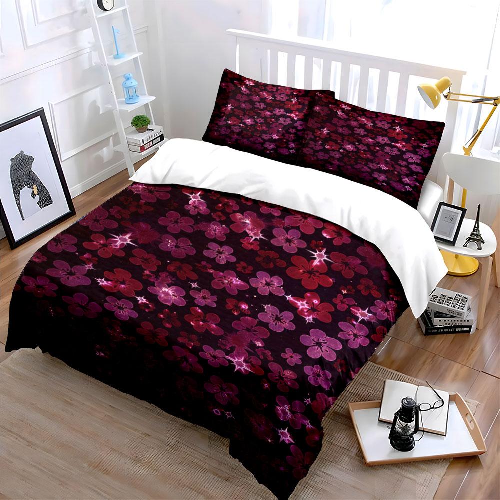 Pink and red flowers. Bedding sets Duvet cover sets Duvet covers Pillowcases(1 * Duvet Cover 2 * Pillowcases without duvet insert)