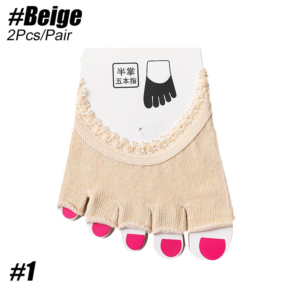 Durable And Safe Tcare 1 Pair Running Socks Men'S And Women'S Solid Half Palm Five Finger Socks Invisible Socks Sweat Elastic Socks