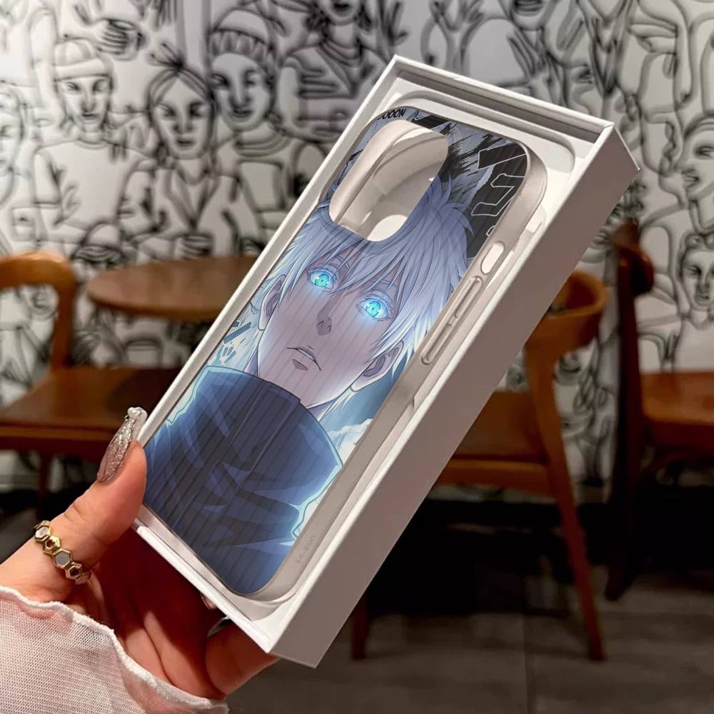 Übernatürliches Anime Jujutsu Kaisen Für Telefon 17 16 15 14 13 12 11 Pro Max Plus Pro Air Handyhülle Wellenförmige Streifen Rückseite