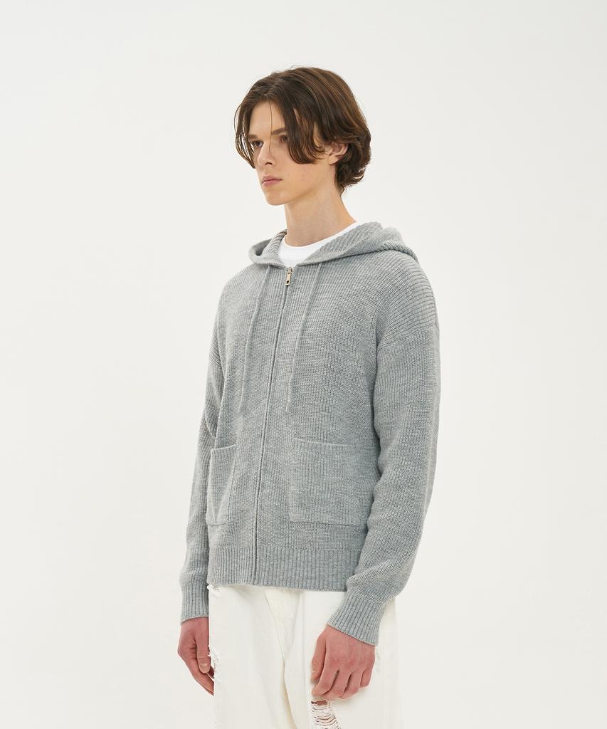BLOND9 Felpa con Cappuccio e Zip a Coste_Grigio