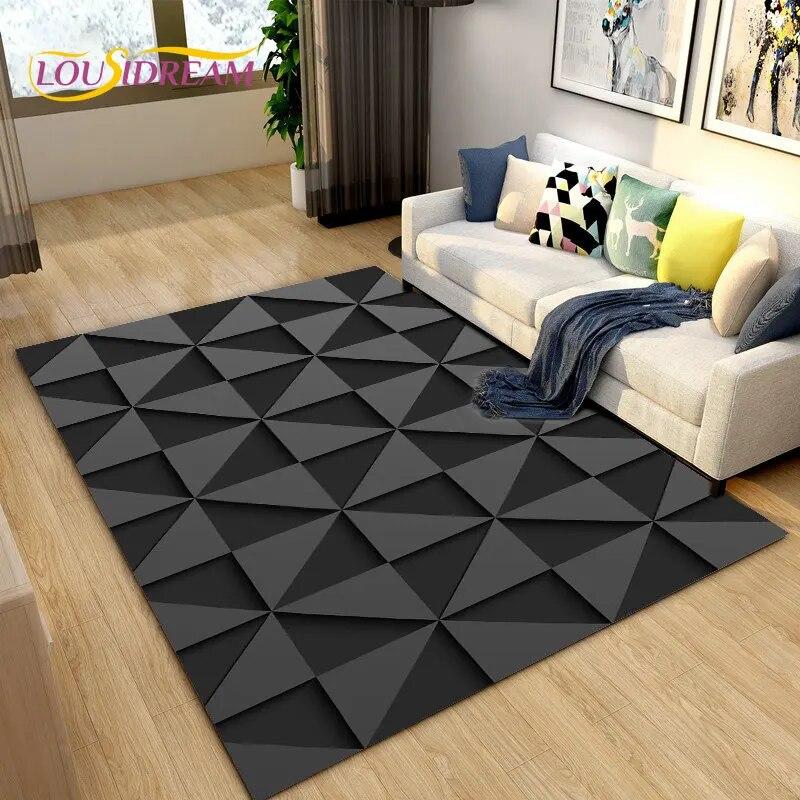 3D Abstract Geometric Visual Illusion Area Rug Large,Carpet Rug for Living Room Bedroom Sofa,Kitchen Doormat Non-slip Floor Mat