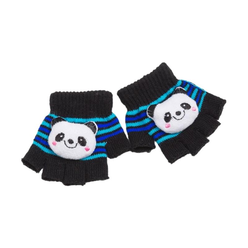 Kids Cartoon Animal Warm Gloves Handwoven Half Finger Gloves Universal Handwear