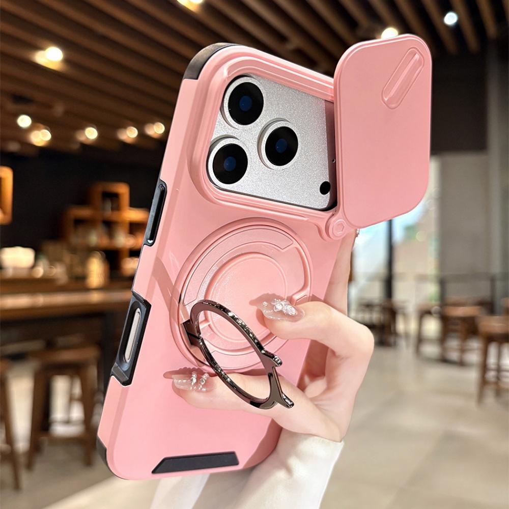 Armor Sliding Ring Holder For Magsasfe Phone Case For iPhone 17 Pro 15 16 14 13 12 11 Pro Max Shockproof Camera Protection Cover