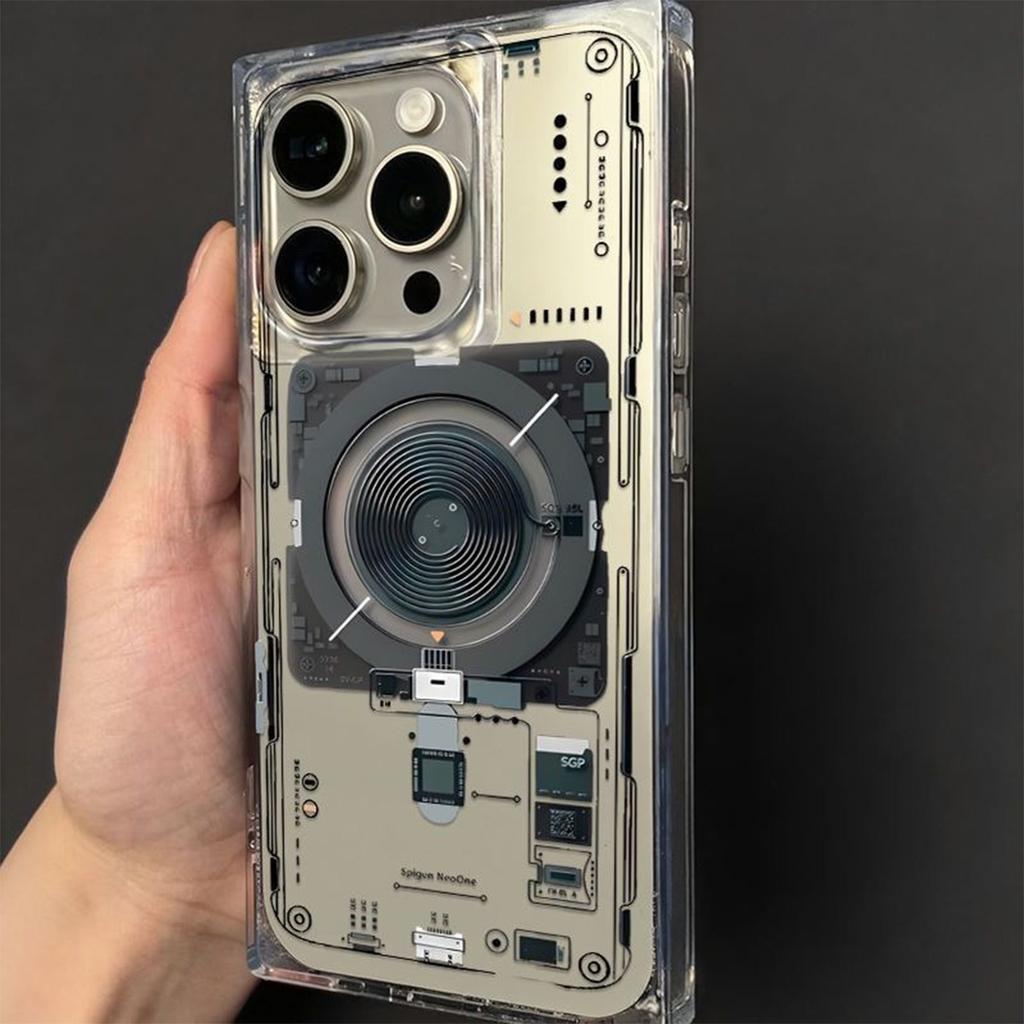 Air Bag Anti-fall Shell Ice Crystal Square Shell Bracket for Apple Mobile Phone Case High-end Japanese and Korean Creative Simple Transparent Ins