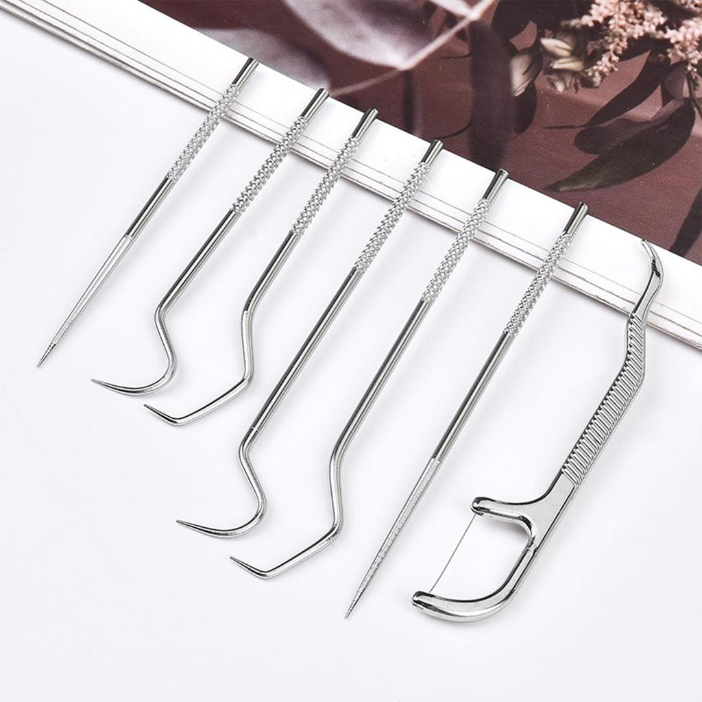 Stainless Steel Toothpick 7-piece Set Toothpick Portable Tooth Picking Cleaning Oral Care Tool Portable Storagefloss