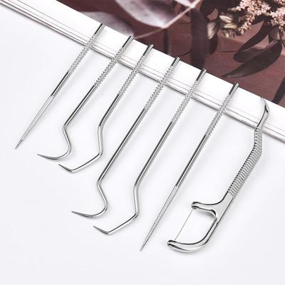 Edelstahl Zahnstocher 7-teiliges Set Zahnstocher Tragbar Zahnstochern Reinigen Mundpflege-Werkzeug Tragbare Aufbewahrungszahnseide