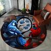 Yin Yang Birds Blue Red Cardinal Round Crystal Velvet Rug Nature Harmony Art Decorative Floor Mat for Living Room Bedroom Home