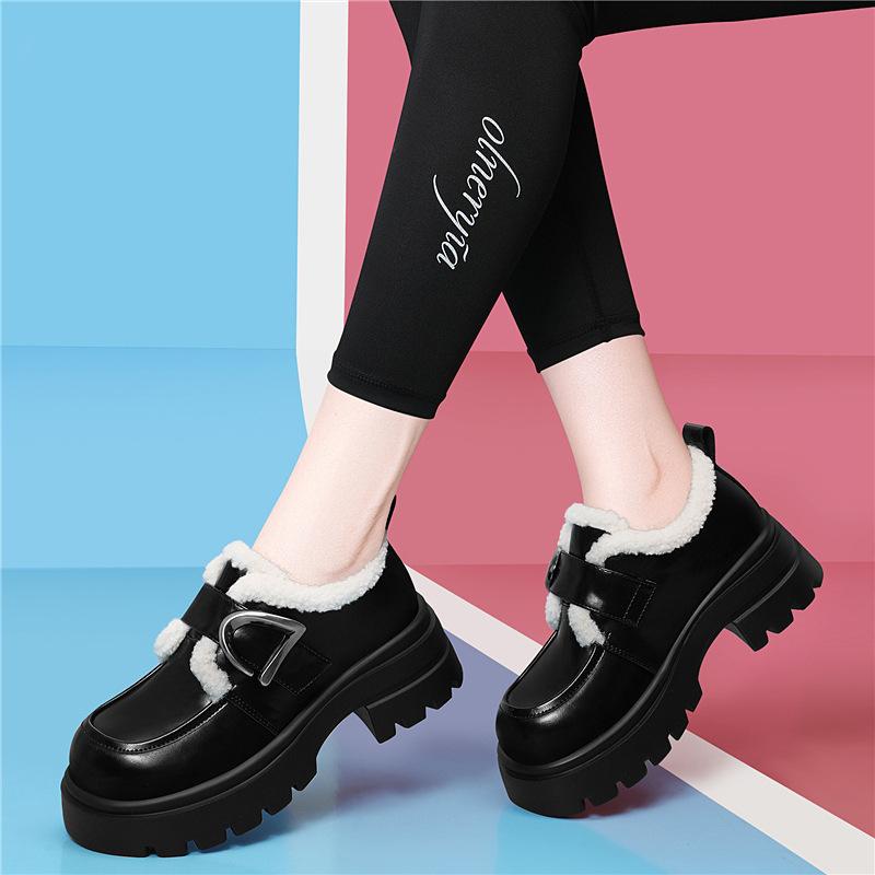 Thick-soled new retro casual thick-soled heightening loafers versatile foot-fitting small leather shoes heightening single shoes women's shoes
