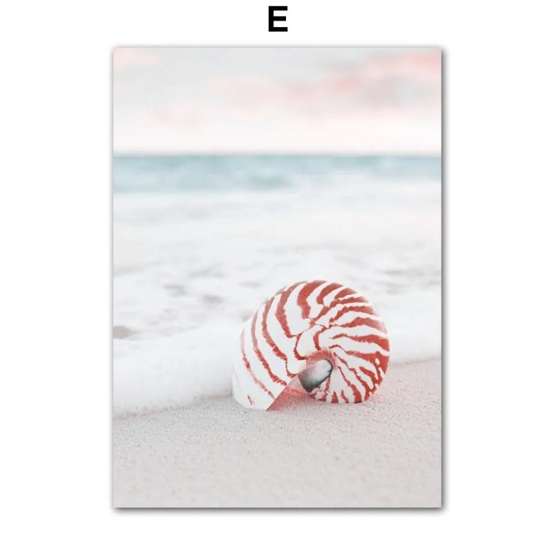 Travel Beach Wall Art Canvas Painting Summer Pink Sunny Bridge Conch Line Girl Posters And Prints Wall Picture For Living Room