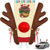 Car Reindeer Antler Kit Nose, Car Reindeer Antlers Christmas For Car Window Roof-Top & Front Grille, Auto Reindeer Antler And Nose Kit Decoration Set