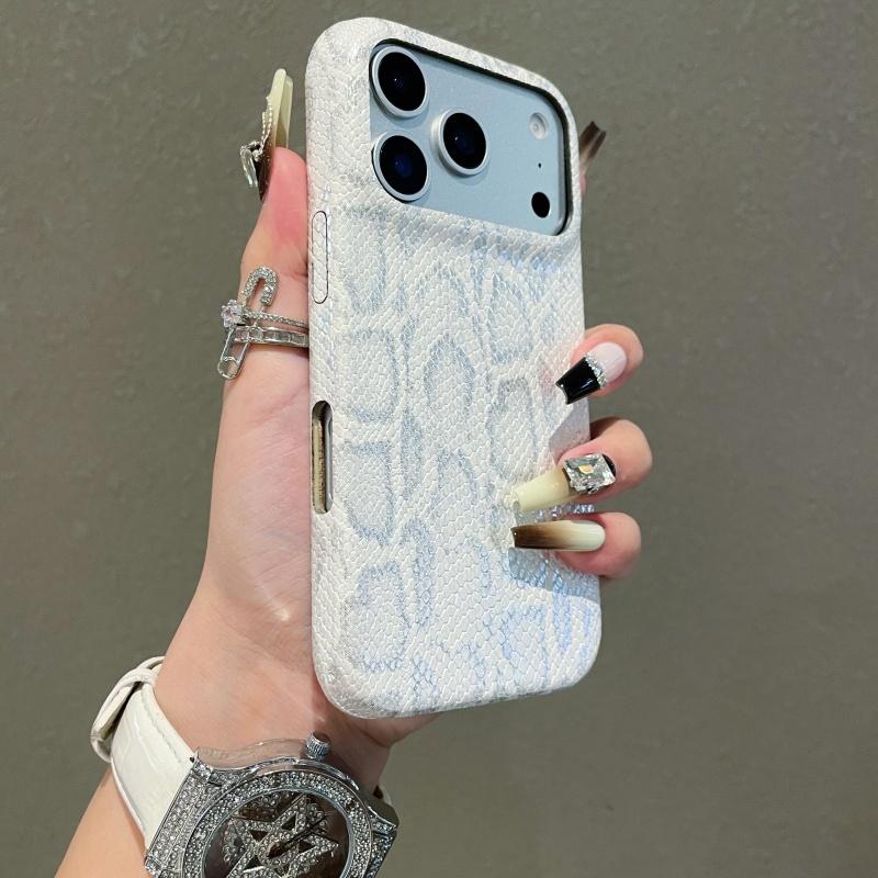 Husă Colorată Strălucitoare din Piele de Șarpe de Lux pentru iPhone 17 16 15 14 13 Pro Max Capac Premium cu Model Imitație Piele de Șarpe Rezistent la Șocuri