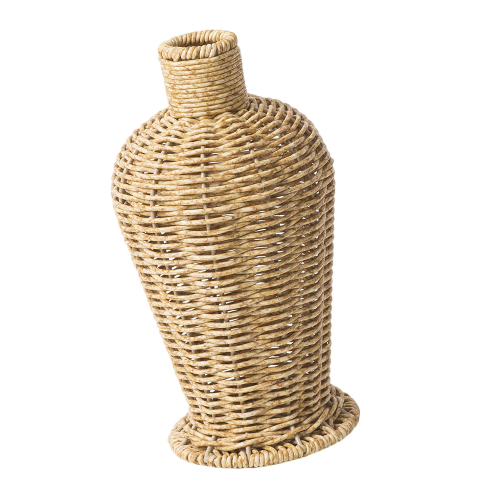 

Винтажная плетеная ваза для цветов из искусственного ротанга для дома, кухни, имитация плетения, держатель для цветов, контейнер, настольный декор A