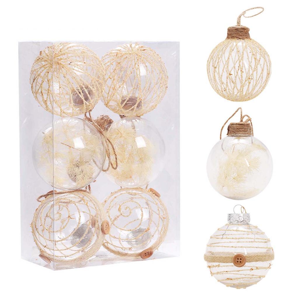 6pcs Glitter Ball Pendant Transparent Plastic Ball Hanging For Wedding Party Graduation Ceremony Decor Christmas Decoration Prop