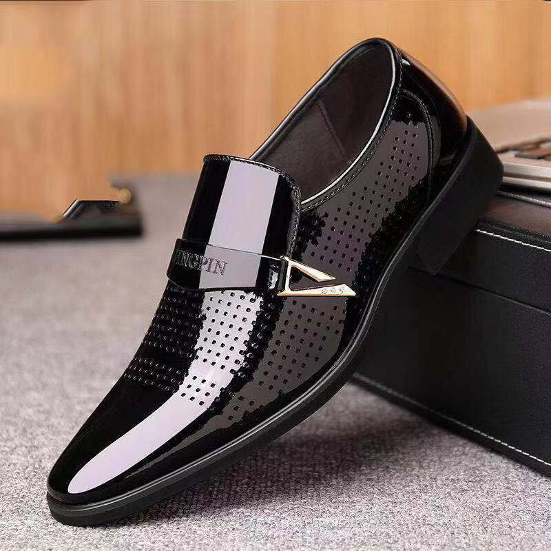 % Men's Leather Shoes Business Dress Men's Leather Shoes Casual Soft-soled Breathable Galoshes