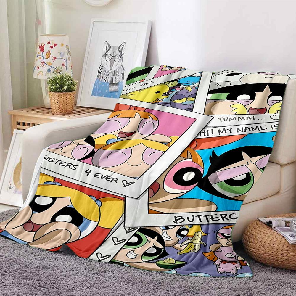 1 Stück Powerpuff Girls Flanelldecke, Weich Hautfreundlich mit Digitaldruck, Verschiedene Größen erhältlich für Familie, Freunde, Geburtstag