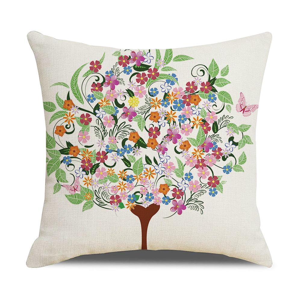 New Household Products Oil Painting Love Tree Linen Pillowcase Gift Sofa Bedroom Cushion Waist Pillowcase