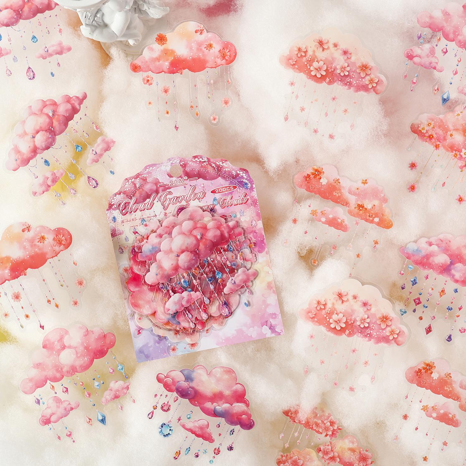 

20pcs Dreamy Cloud Series Kawaii Color Cloud PET Stickers Creative Handbook DIY Scrapbooking Material Stationery Stickers