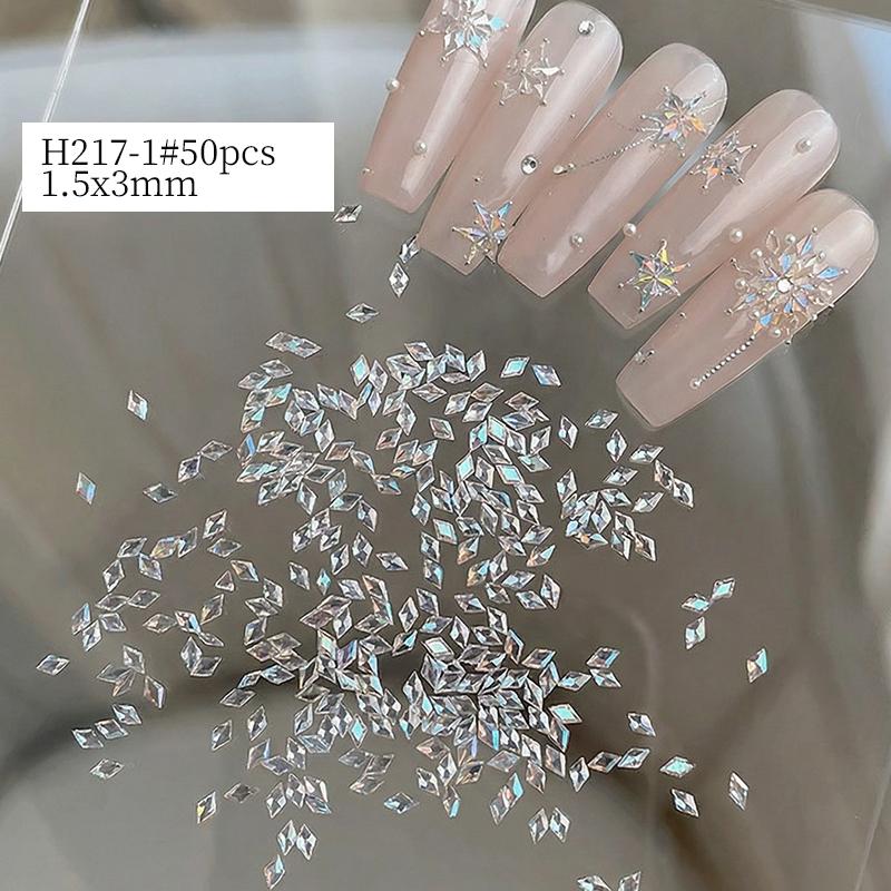 Popular Flat Back Rhombus Glass Nail Diamond Shiny Crystal Cubic Zirconia Nail Charms Nail Art Rhinestone