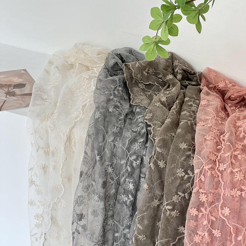 Knitted scarf women's new small exquisite heavy industry embroidery lace embroidery long bag head scarf silk scarf