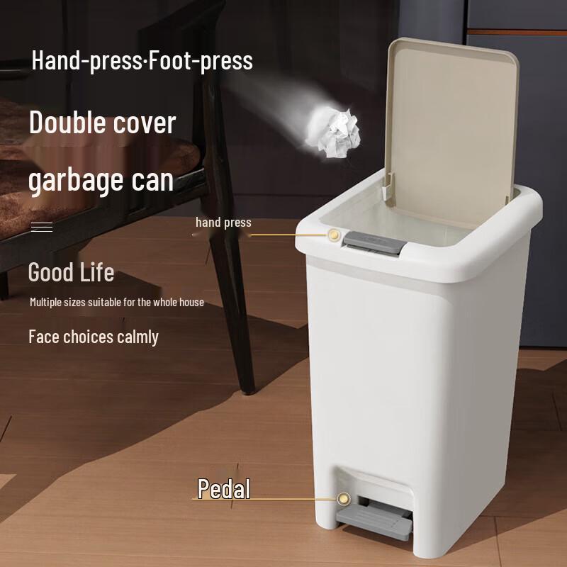 Household Dual-Open Plastic Trash Can